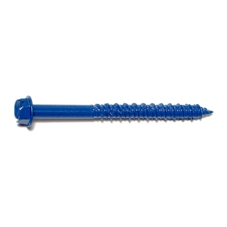 Midwest Fastener Masonry Screw, 1/4" Dia., Hex, 2 3/4 in L, Steel Blue Ruspert, 100 PK 09269